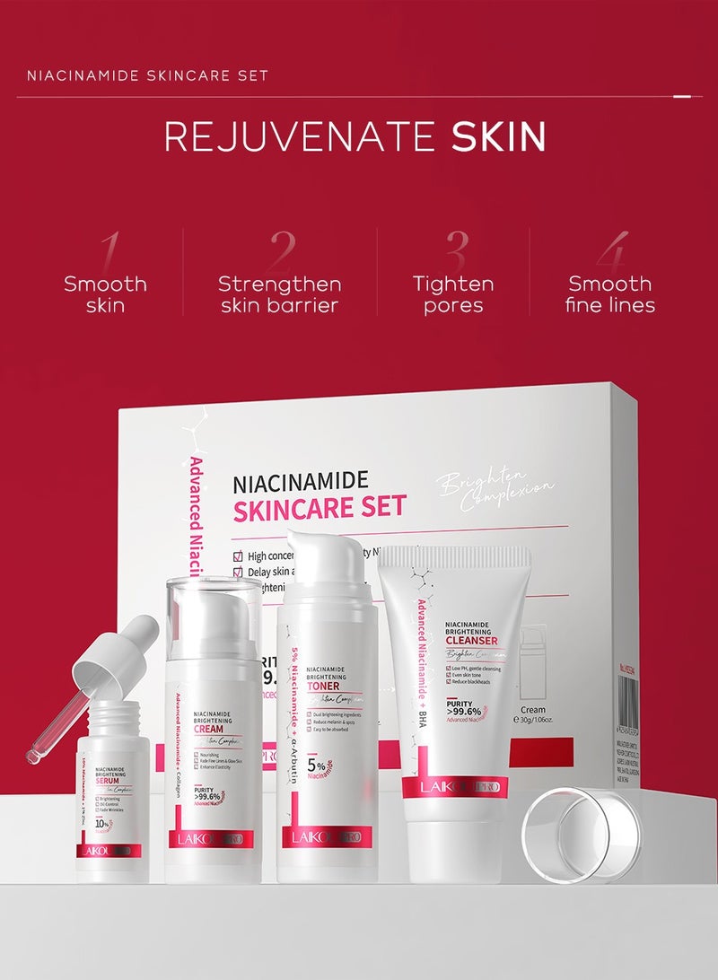 لايكو مجموعة النياسيناميد للعناية بالبشرة من 4 قطع / ترطيب وترطيب / تفتيح لون البشرة / مناسب لجميع أنواع البشرة - Image 1