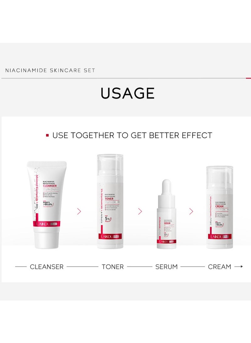 لايكو مجموعة النياسيناميد للعناية بالبشرة من 4 قطع / ترطيب وترطيب / تفتيح لون البشرة / مناسب لجميع أنواع البشرة - Image 2