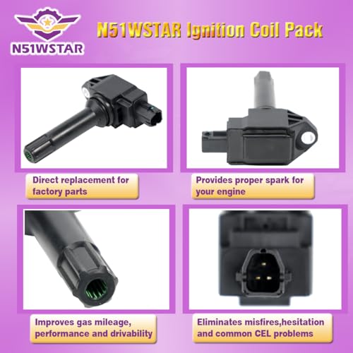 N51WSTAR Ignition Coil Packs Set Of 4 Compatible With 86 Scion FR-S BRZ Crosstrek Forester Legacy Outback WRX XV 2.0 2.0T 2.5 H4 FB20 FB25 FA20 New Version Replacement For UF747 22433AA700 SU00305259 - Image 2