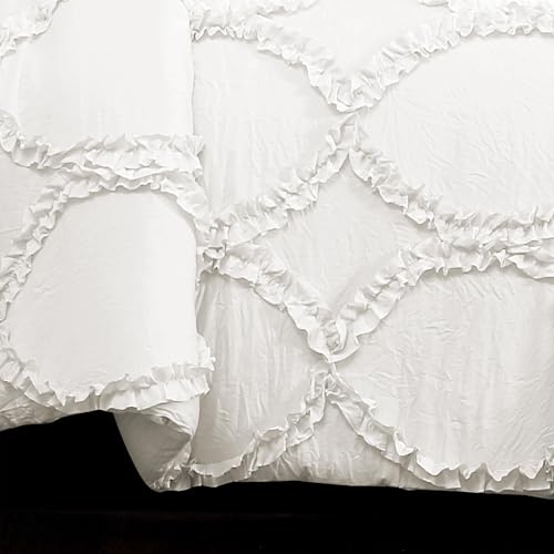 Lush Decor Avon Comforter Set, 3 Piece Set, King, White - White Comforters King Size Comforter - Ruffled Bedding Set - Vintage Coquette Decor - Image 5