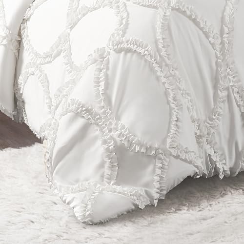 Lush Decor Avon Comforter Set, 3 Piece Set, King, White - White Comforters King Size Comforter - Ruffled Bedding Set - Vintage Coquette Decor - Image 3