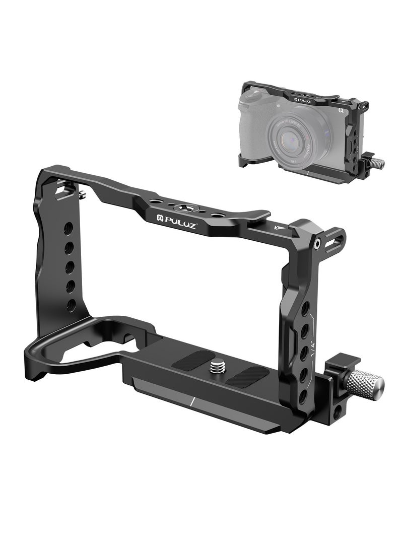 PULUZ PULUZ Metal Camera Cage Stabilizer Rig for Sony A6700, Lightweight Aluminum Protective Frame with 1/4 & 3/8 Screw Holes, Quick Access to Battery & Flip Screen, for External Monitors & Tripod Mount 