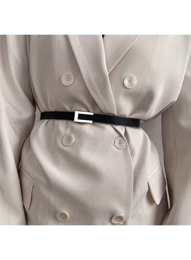 Goolsky Women's beltbelt - Minimalist Black Waist Cincher for Dresses, coats, Jeans - Formal & Casual Outfits - Everyday & Special Events Accessory - Women's Fashion Belt, Waist Belt, Stylish Outfit Enhancer, Elegant Buckle Design, Classic Belt Style, Durable Accessory, Smooth Finish Belt, Geometric Design, Highquality Accessory, Evening Wear - Image 5