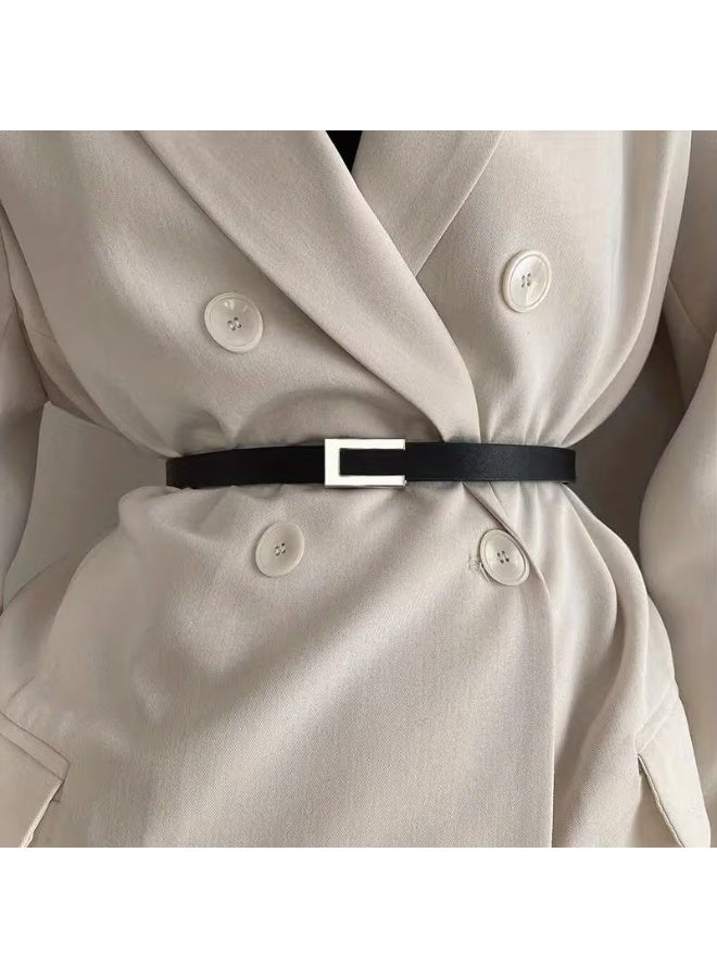 Goolsky Women's beltbelt - Minimalist Black Waist Cincher for Dresses, coats, Jeans - Formal & Casual Outfits - Everyday & Special Events Accessory - Women's Fashion Belt, Waist Belt, Stylish Outfit Enhancer, Elegant Buckle Design, Classic Belt Style, Durable Accessory, Smooth Finish Belt, Geometric Design, Highquality Accessory, Evening Wear - Image 1