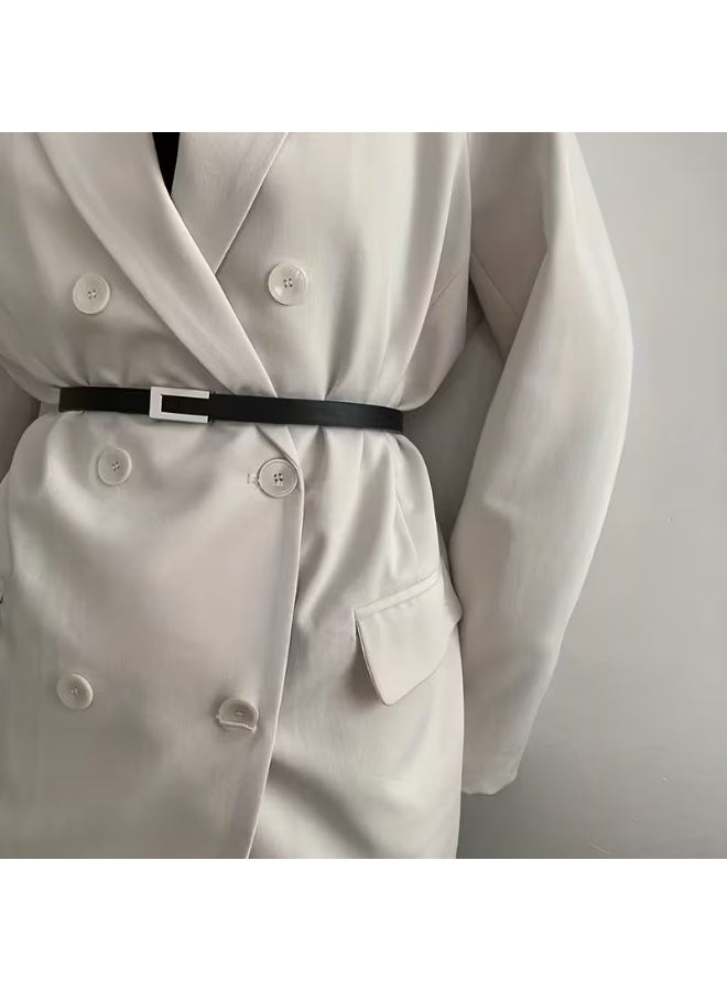 Goolsky Women's beltbelt - Minimalist Black Waist Cincher for Dresses, coats, Jeans - Formal & Casual Outfits - Everyday & Special Events Accessory - Women's Fashion Belt, Waist Belt, Stylish Outfit Enhancer, Elegant Buckle Design, Classic Belt Style, Durable Accessory, Smooth Finish Belt, Geometric Design, Highquality Accessory, Evening Wear - Image 4