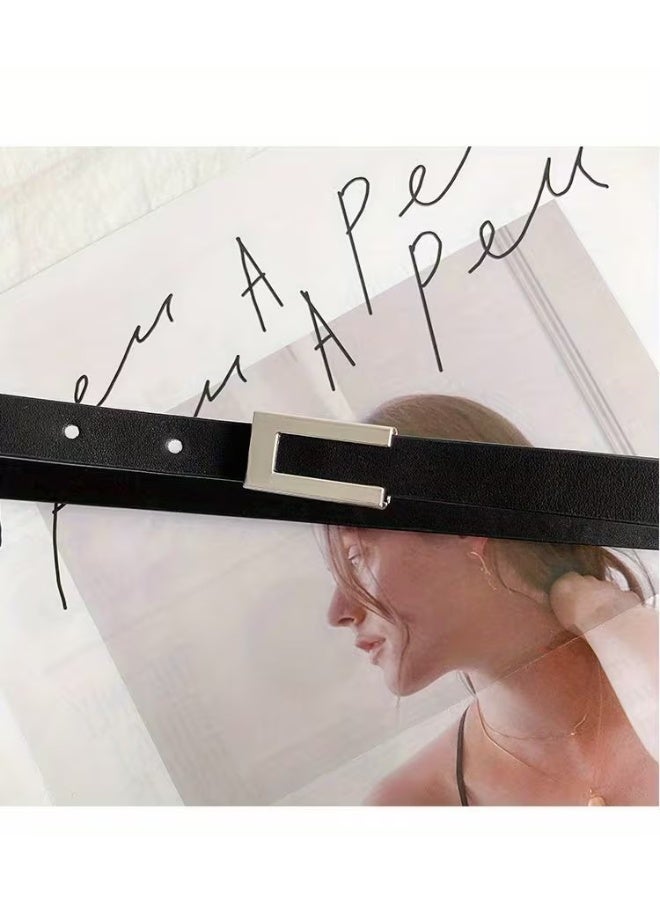 Goolsky Women's beltbelt - Minimalist Black Waist Cincher for Dresses, coats, Jeans - Formal & Casual Outfits - Everyday & Special Events Accessory - Women's Fashion Belt, Waist Belt, Stylish Outfit Enhancer, Elegant Buckle Design, Classic Belt Style, Durable Accessory, Smooth Finish Belt, Geometric Design, Highquality Accessory, Evening Wear - Image 2