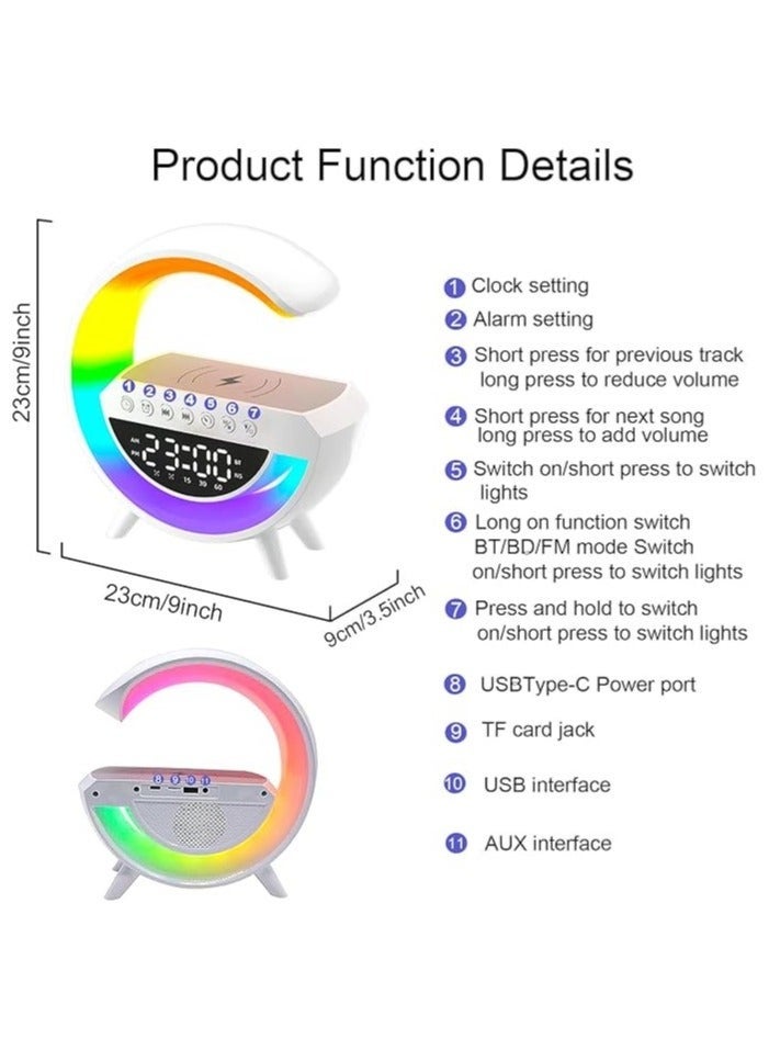 Wireless Charging Bluetooth Speaker Atmosphere Lamp with Alarm Clock Sound Machine Night Light Wireless Charger Speaker for Bedside Lamp Desk Ambient Lighting - Image 3