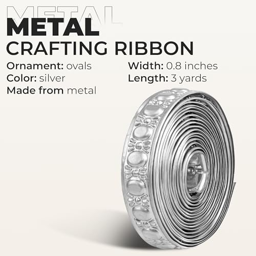 CraftyCrocodile Metal Ribbon for Decor Craft - Decorative Silver Trim for Crafting - 0.8", 3 Yards Long - Image 3