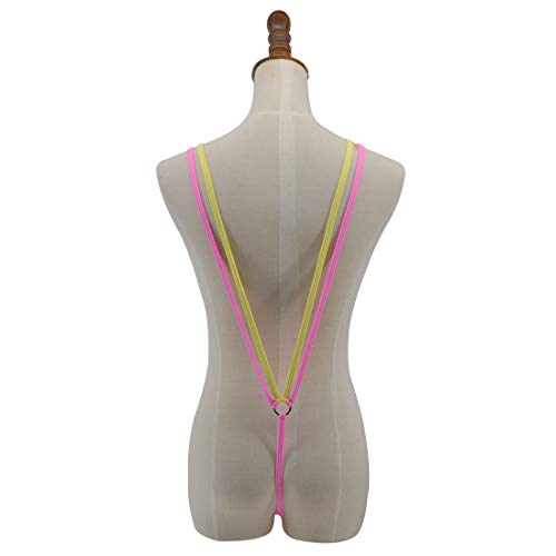 SHERRYLO Slingshot Bikini for Women Topless G String Bottom Extreme Suspender Sling Micro Bikinis Pink Yellow - Image 4