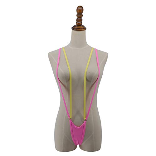 SHERRYLO Slingshot Bikini for Women Topless G String Bottom Extreme Suspender Sling Micro Bikinis Pink Yellow - Image 2