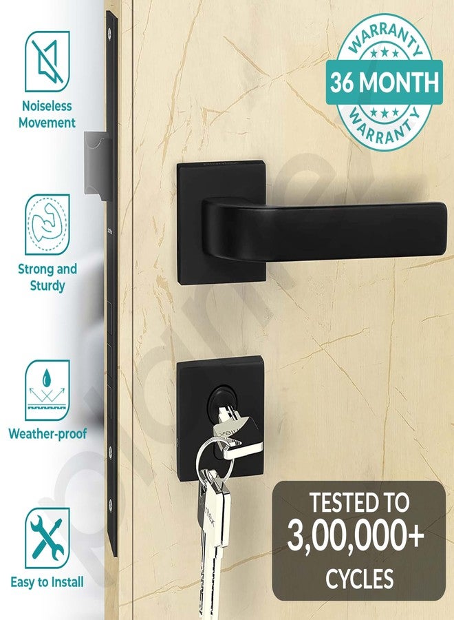 Plantex Triple Security Door Lock For Home/Main Door Lock Set With 3 Years Of Warranty/Mortise Lock For Door With Brass Lock Body & Cylinder(7107 - Black), Knob - Image 2