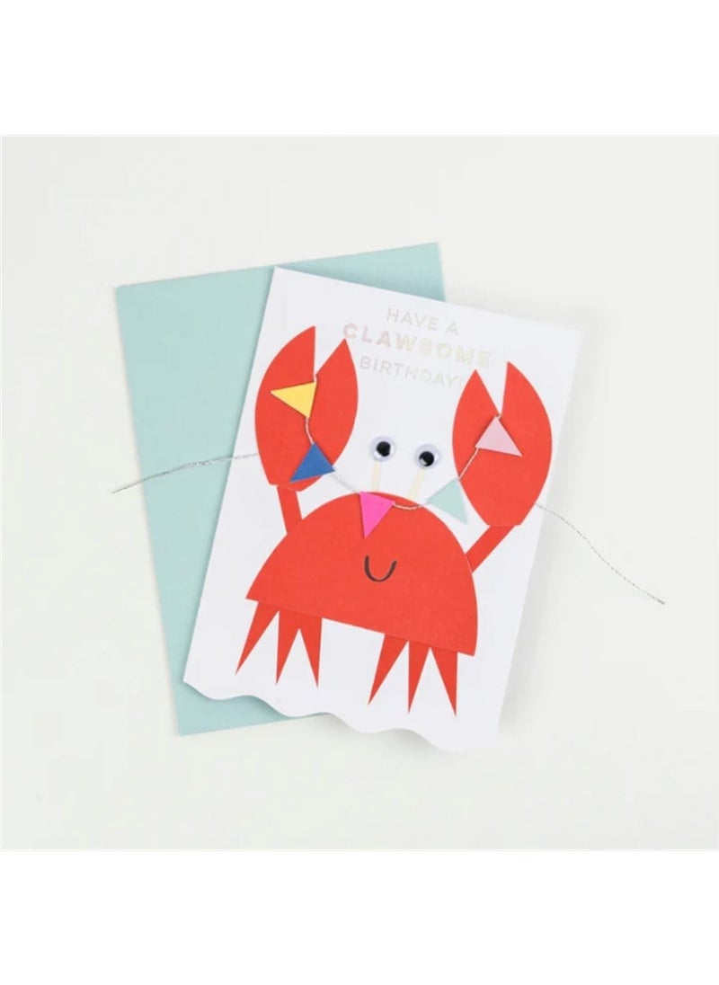 Meri Meri - Crab With Bunting Card - Cancer Greeting Card  - Image 1