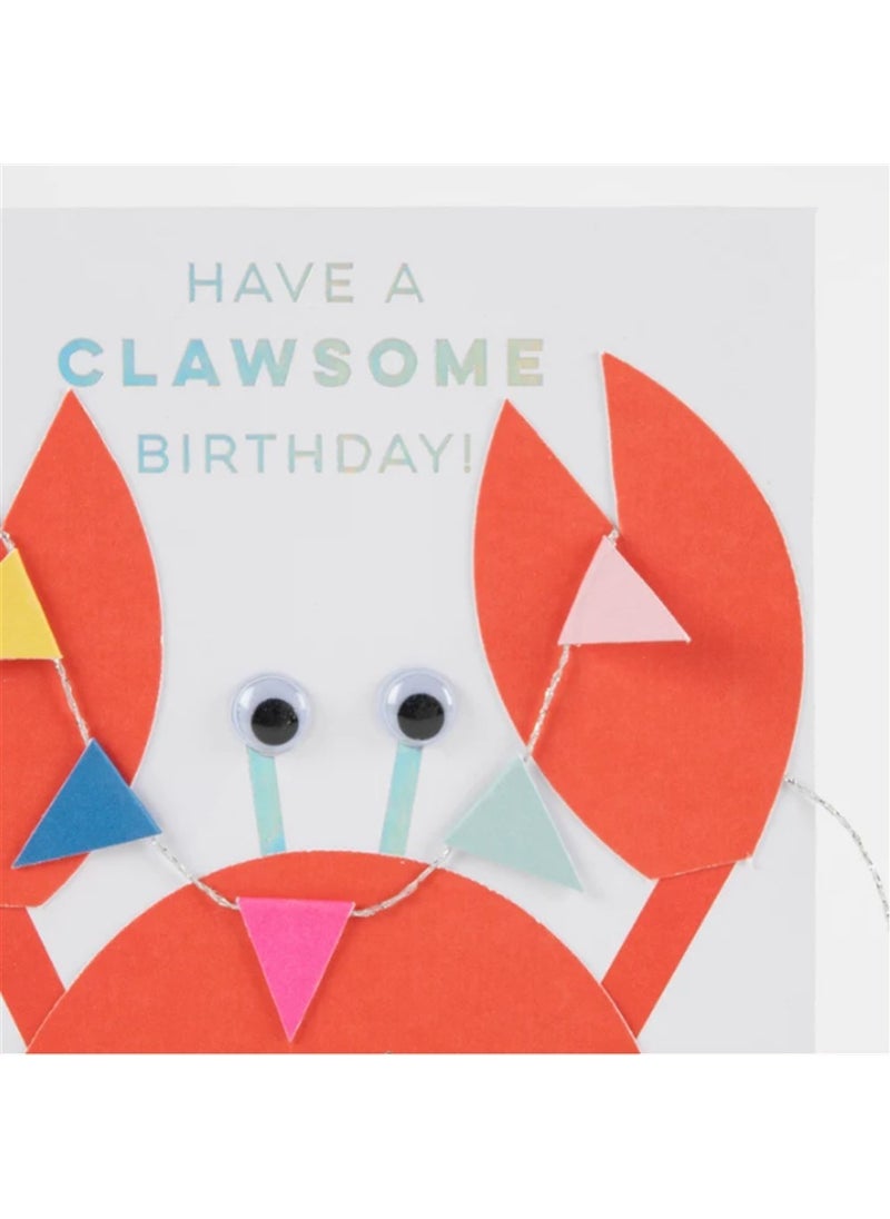 Meri Meri - Crab With Bunting Card - Cancer Greeting Card  - Image 3