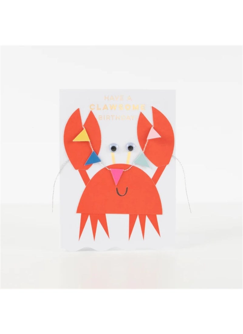 Meri Meri - Crab With Bunting Card - Cancer Greeting Card  - Image 2