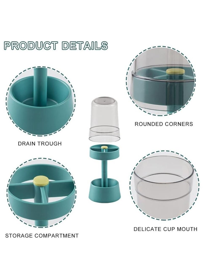 Toothbrush Holder Stand with Cover/Cup, Toothpaste 3 Slots, Dental Storage Organizer Stand(Blue) - Image 4