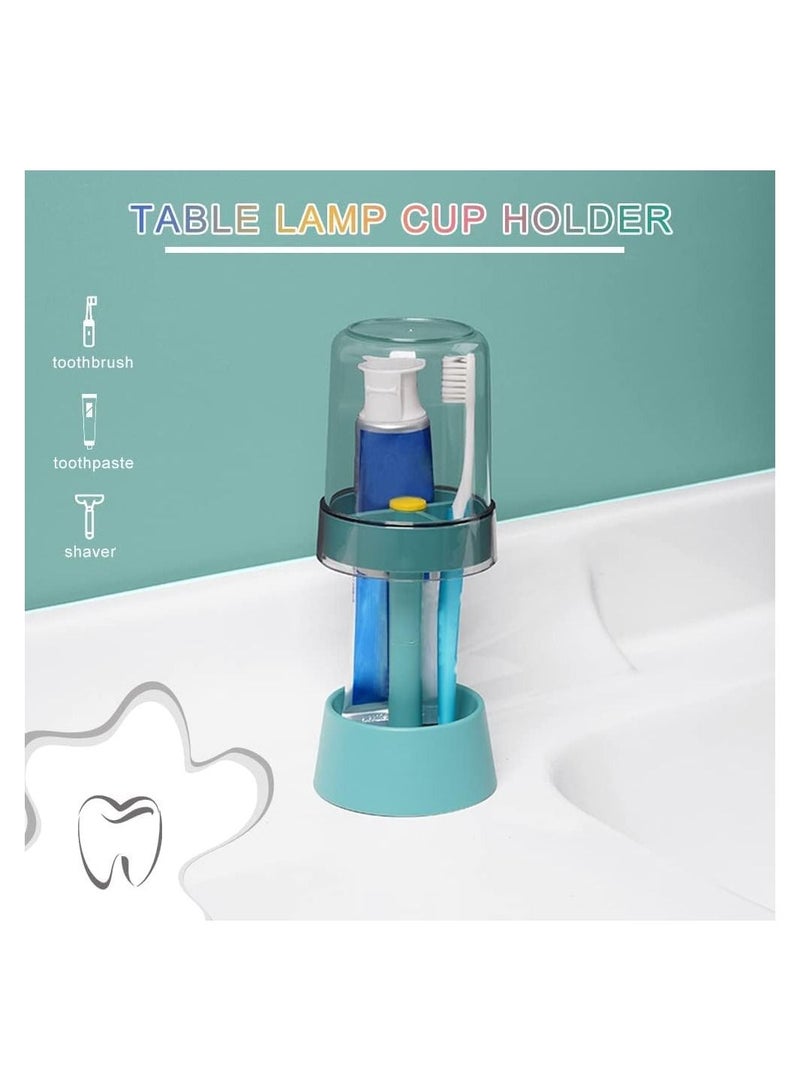 Toothbrush Holder Stand with Cover/Cup, Toothpaste 3 Slots, Dental Storage Organizer Stand(Blue) - Image 3