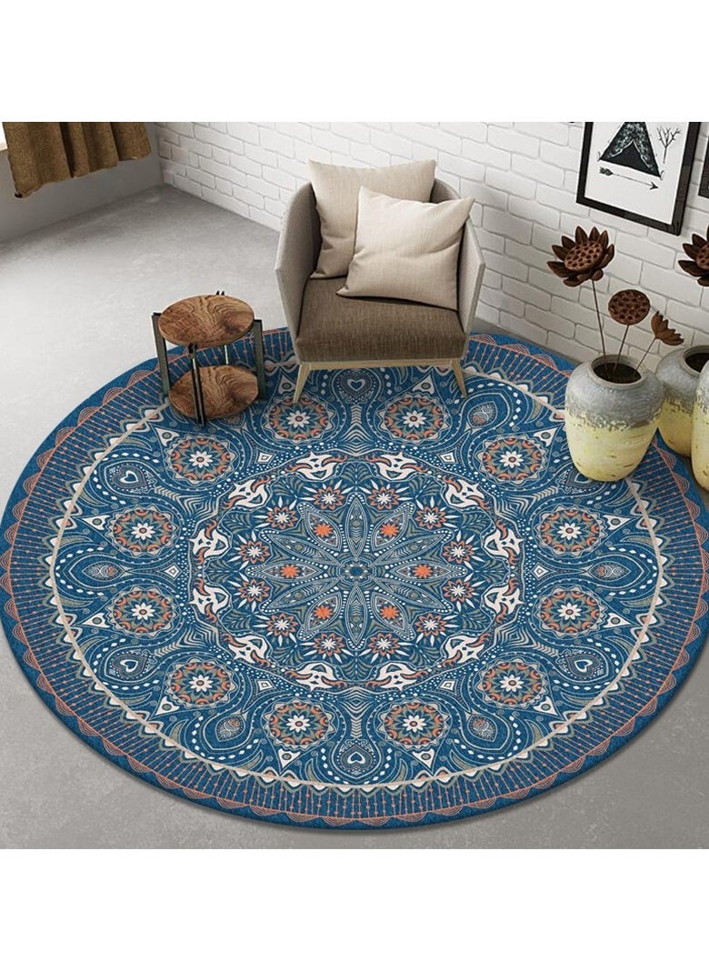 Loquat Polyester Fiber Machine Washable Bohemian Style Circular Carpet  - Image 1