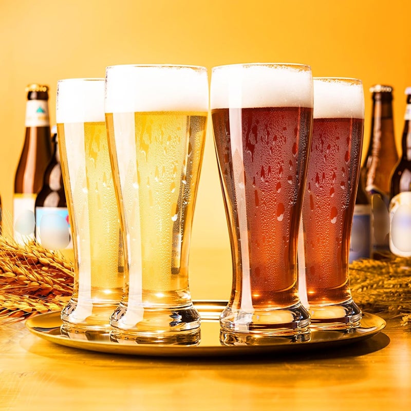 PARACITY كؤوس بيرة 14 أونصة، مجموعة كؤوس بيرة سعة 4، كؤوس بيرة بيلسنر القمح، مجموعة كؤوس للشرب، هدية زجاجية للرجال - Image 3