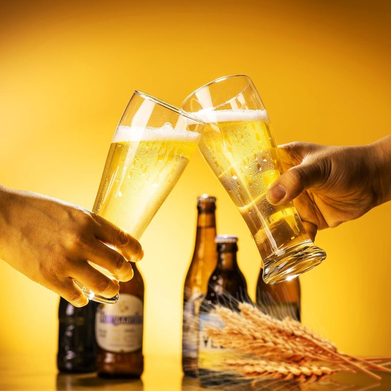 PARACITY كؤوس بيرة 14 أونصة، مجموعة كؤوس بيرة سعة 4، كؤوس بيرة بيلسنر القمح، مجموعة كؤوس للشرب، هدية زجاجية للرجال - Image 5