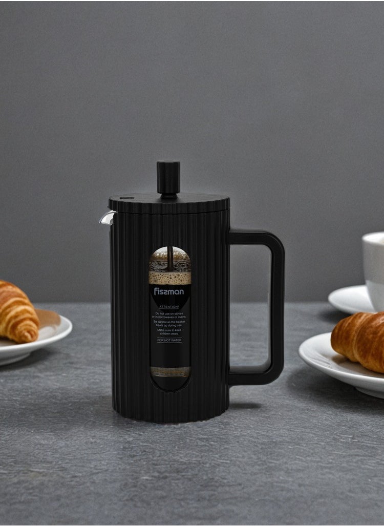 Fissman Fissman French Press Coffee and Tea Maker 350mL, Heat Resistant Thickened Borosilicate Glass Stainless Steel Coffee and Tea Press, Hot and Cold Brew Coffee French Press (Black)  - Image 3