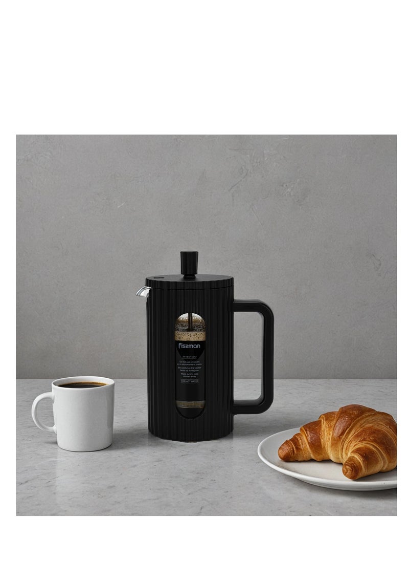 Fissman Fissman French Press Coffee and Tea Maker 350mL, Heat Resistant Thickened Borosilicate Glass Stainless Steel Coffee and Tea Press, Hot and Cold Brew Coffee French Press (Black)  - Image 2