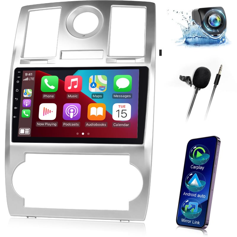 EKAT 2+64G Android Car Stereo for Chrysler 300 300C 2004 2005 2006 2007 2008 2009 with 9 inch Touchscreen Support Apple Carplay/Android Auto/WiFi/GPS Navigation/Steering Wheel Control - Image 1