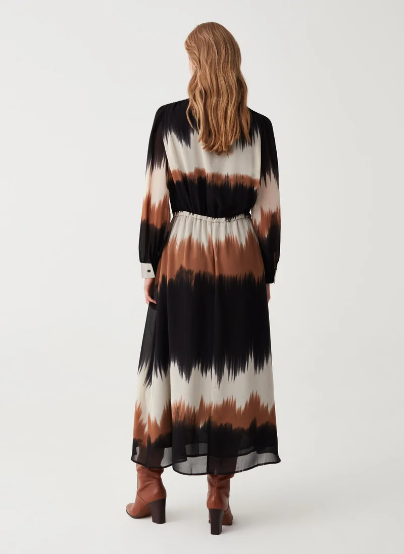 او في اس Long degradé dress with drawstring