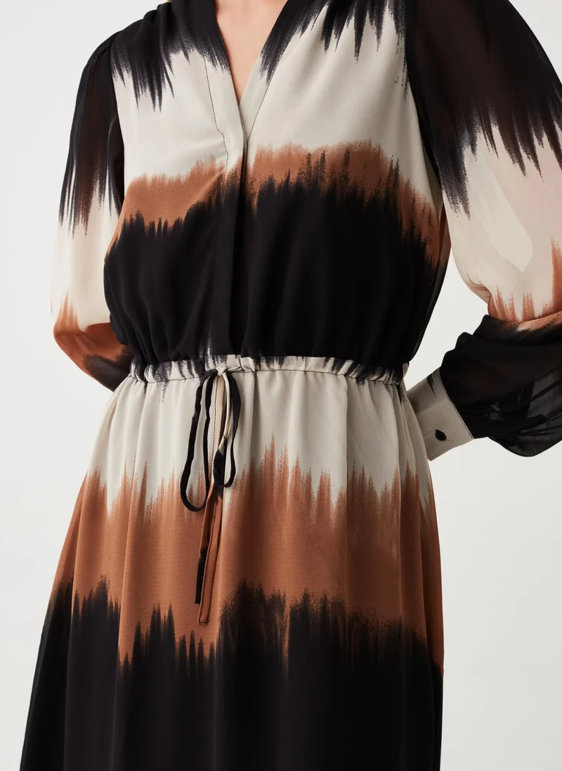 او في اس Long degradé dress with drawstring