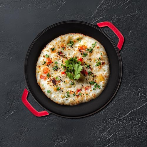 Pigeon by Stovekraft Pre-Seasoned Cast Iron Tawa 30 cm | Pre-Seasoned with 100% Vegetable Oil | Naturally Nonstick | High Pressure Casting | Toxin-Free |Nostalgic Taste | Double Side Handles|Induction and Gas Stove Compatible - Image 1