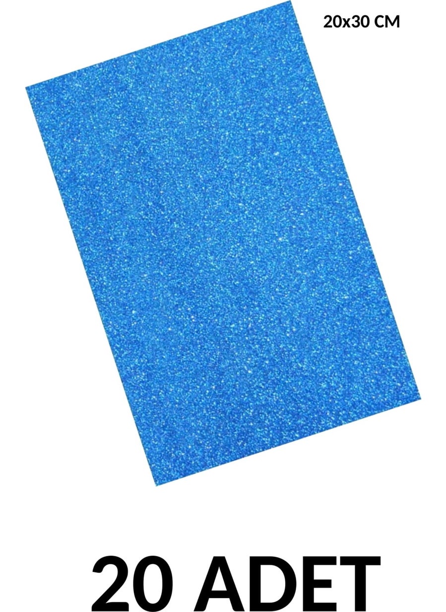 Ticon A4 Glitter Adhesive Eva 20 Pieces 20 x 30 cm Blue  - Image 1
