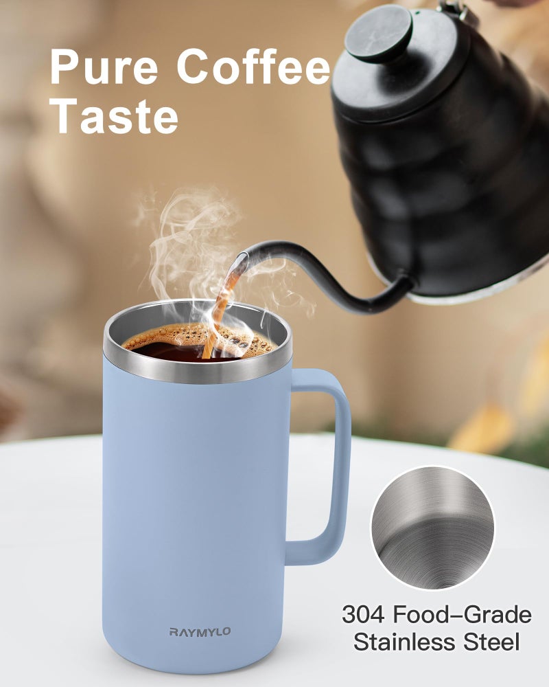RAYMYLO Insulated Coffee Mug 24 oz, Double Wall Stainless Steel Coffee Mug with Lids, Leak-Proof & Detachable Slider Lid for Thorough Clean, Keeps Coffee Cold for 9 Hrs, Suitable for Camp Home Office - Image 4