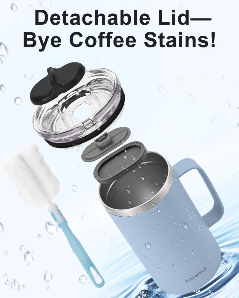 RAYMYLO Insulated Coffee Mug 24 oz, Double Wall Stainless Steel Coffee Mug with Lids, Leak-Proof & Detachable Slider Lid for Thorough Clean, Keeps Coffee Cold for 9 Hrs, Suitable for Camp Home Office - Image 5