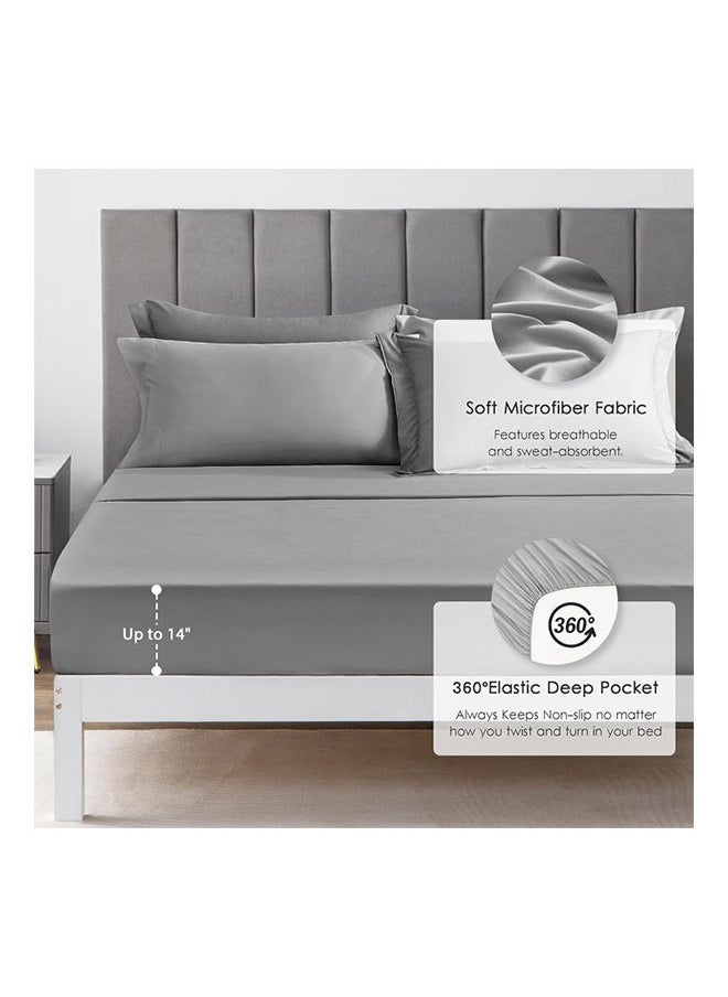 SIGNOOLA - Signoola Diamond Microfiber Heavy Comforter, 4.5 kg ,Set of 6 Piece (1 Comforter Blanket , 2 Pillow Cases , 1 Fitted sheet and 2 Pillows ), (240 cm x 250 cm),Double Bed Blanket for Winter Grey Color - Image 1