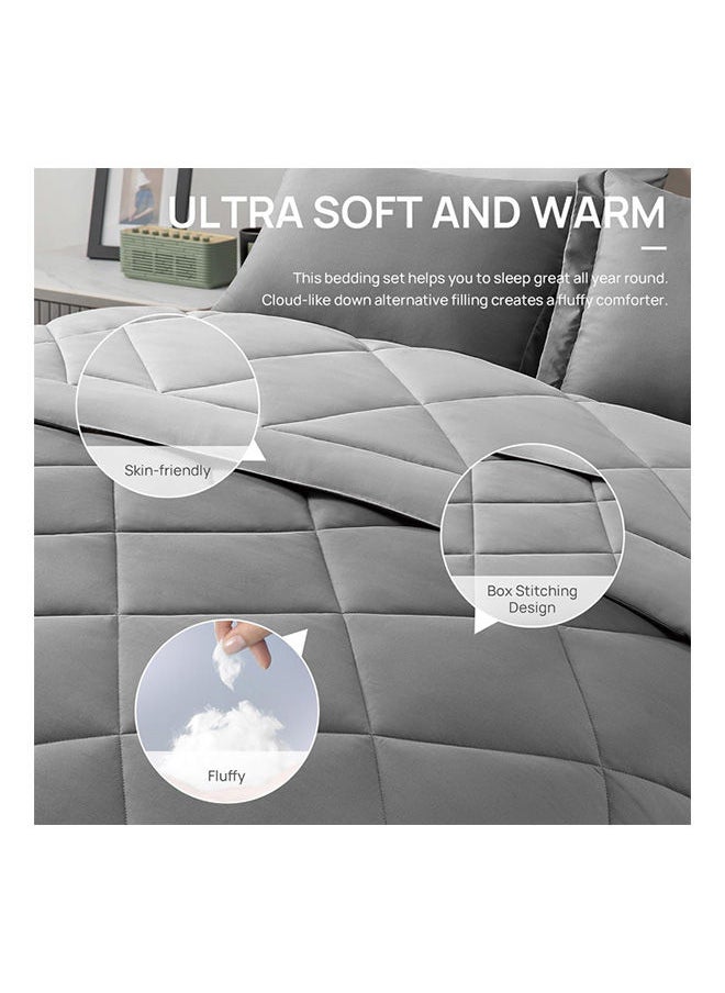 SIGNOOLA - Signoola Diamond Microfiber Heavy Comforter, 4.5 kg ,Set of 6 Piece (1 Comforter Blanket , 2 Pillow Cases , 1 Fitted sheet and 2 Pillows ), (240 cm x 250 cm),Double Bed Blanket for Winter Grey Color - Image 1