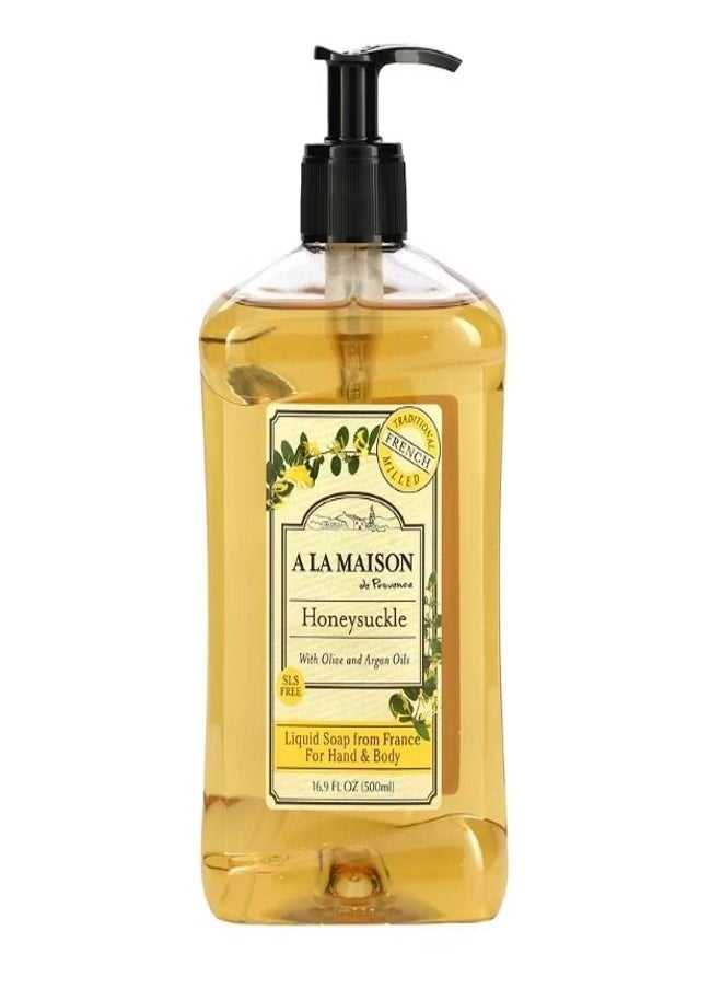 A La Maison De Provence Liquid Soap For Hand Body Honeysuckle 16.9 fl oz 500 ml  - Image 1