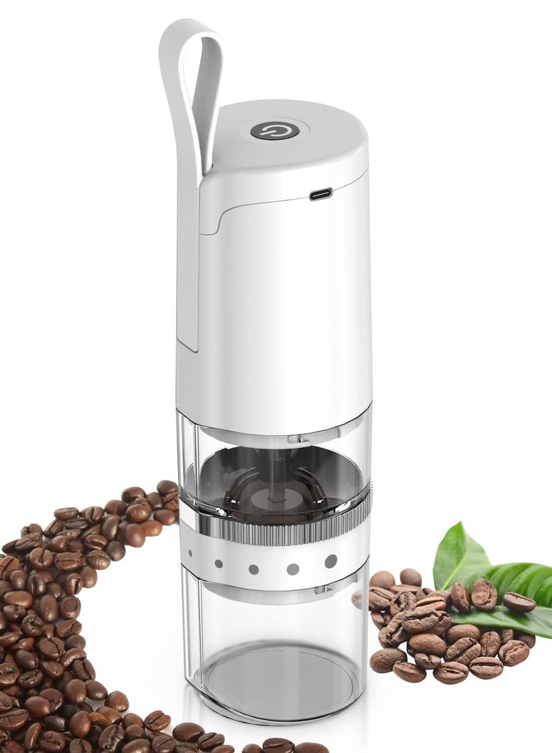 KASTWAVE Coffee Grinder, Electric Portable Coffee bean Grinder, Adjustable Burr Mill with 5 Precise Grind Setting for Drip Espresso (White) - Image 1