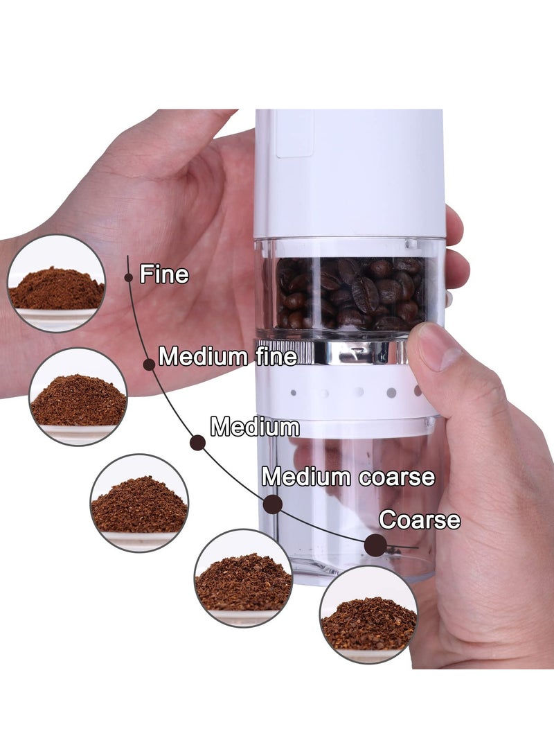KASTWAVE Coffee Grinder, Electric Portable Coffee bean Grinder, Adjustable Burr Mill with 5 Precise Grind Setting for Drip Espresso (White) - Image 3