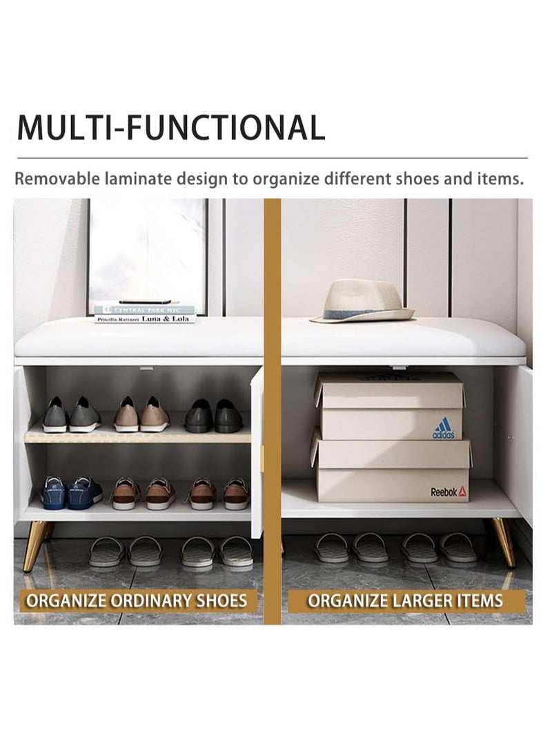 Generic Shoe Bench Wooden Shoe Cabinet Shoe Rack with Soft Seat Cushion Shoe Storage Shelf Shoe Organizer for Hallway, Bedroom  - Image 4