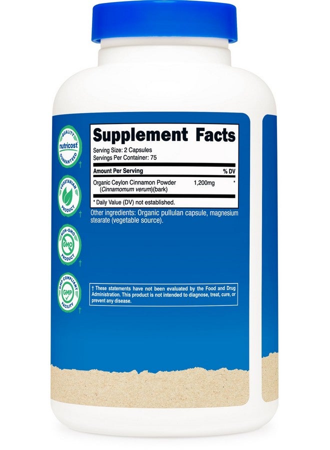 نيوتريكوست، قرفة عضوية (قرفة سيلان) 1200 ملغ، 150 كبسولة - خالية من الغلوتين، غير معدلة وراثيًا - Image 5