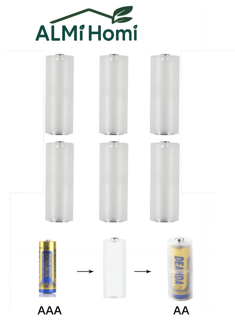 المي هومي محوّل بطارية من AAA إلى AA – حافظة شفافة مقاومة للماء مع موصلات معدنية، للاستخدام المنزلي مع أجهزة التحكم، المصابيح اليدوية، الألعاب، عبوة من 6 قطع - Image 1