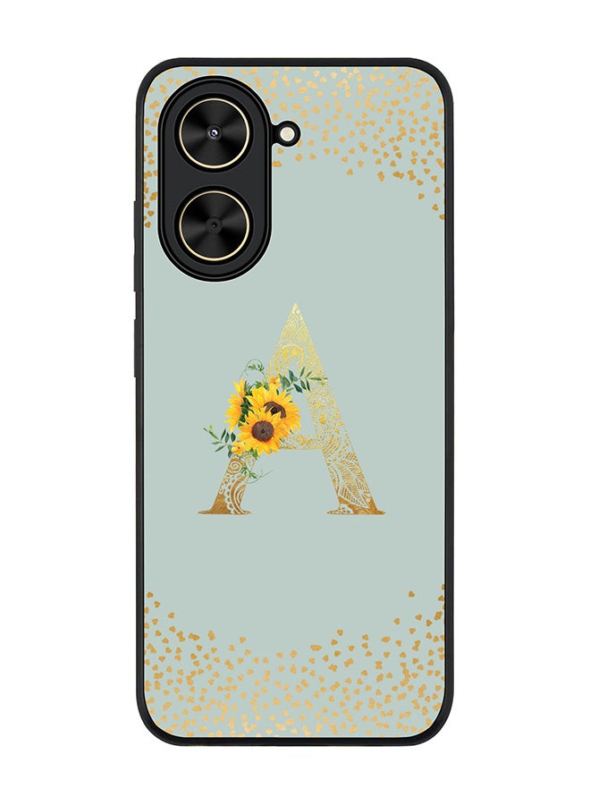 Stylizedd For Xiaomi Poco C71 / Redmi A5 4G Case,Slim fit Camera Protection, Shockproof Thin Phone cover  - Custom Floral Monogram - A  (Light Grey ) - Image 1