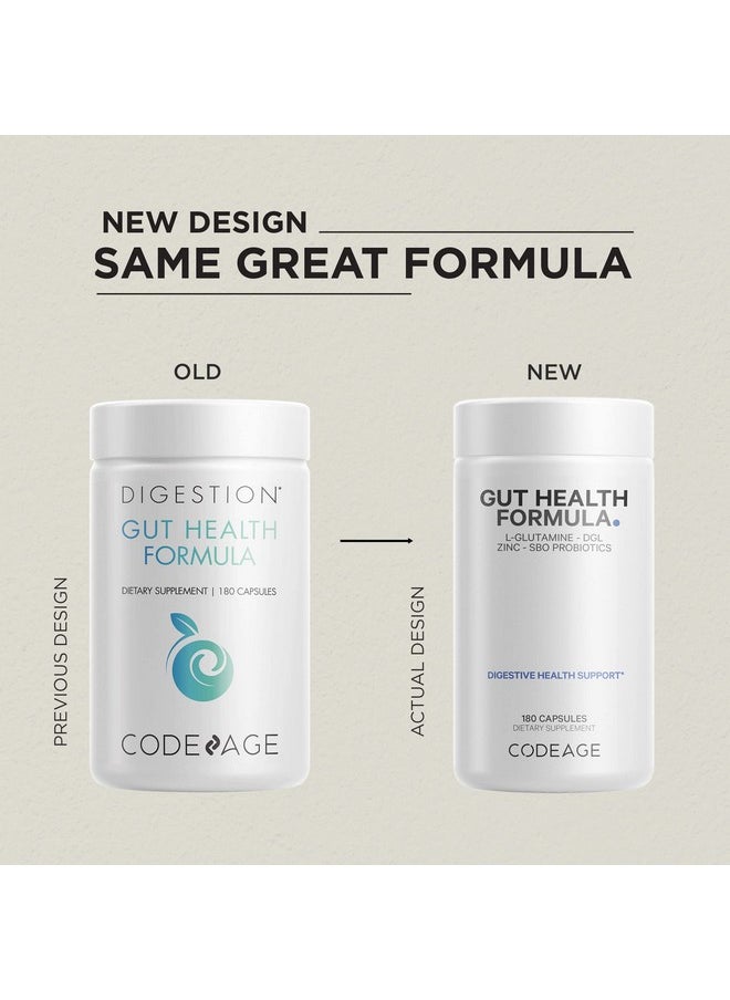 Codeage - Gut Health Supplements Vegan Formula L Glutamine Zinc Turkey Tail Mushroom Powder Tonic Mushroom Maitake Micro Algae Mineral Licorice Root Dgl Probiotics Prebiotics 180 Capsules - Image 1