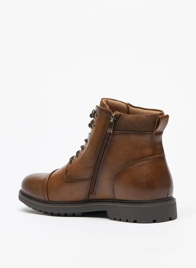 LBL by Shoexpress Men's Textured Chukka Boots with Zip Closure