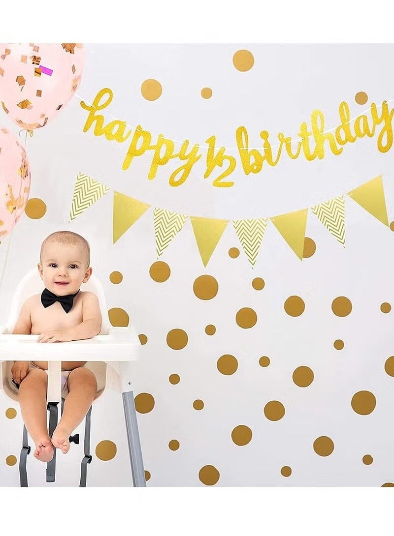 6 Months Birthday Banner, Happy 1/2 Birthday Banner Glitter 1/2 Half Year Cake Topper Triangle Flag Banner for Half Year Baby Shower Birthday Party Decoration  - Image 3