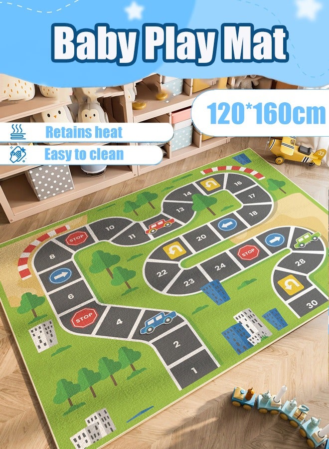 Large Kids Carpet Playmat Rug 120 x 160cm City Map Playmat with Non-Slip Backing, City Life Play Mat for Playing with Car Toy, Game Area for Baby Toddler Kid Child Educational Learn Road Traffic in Bedroom, Classroom Road Traffic Carpet for Boys Girls Playing Cars Toys  - Image 1