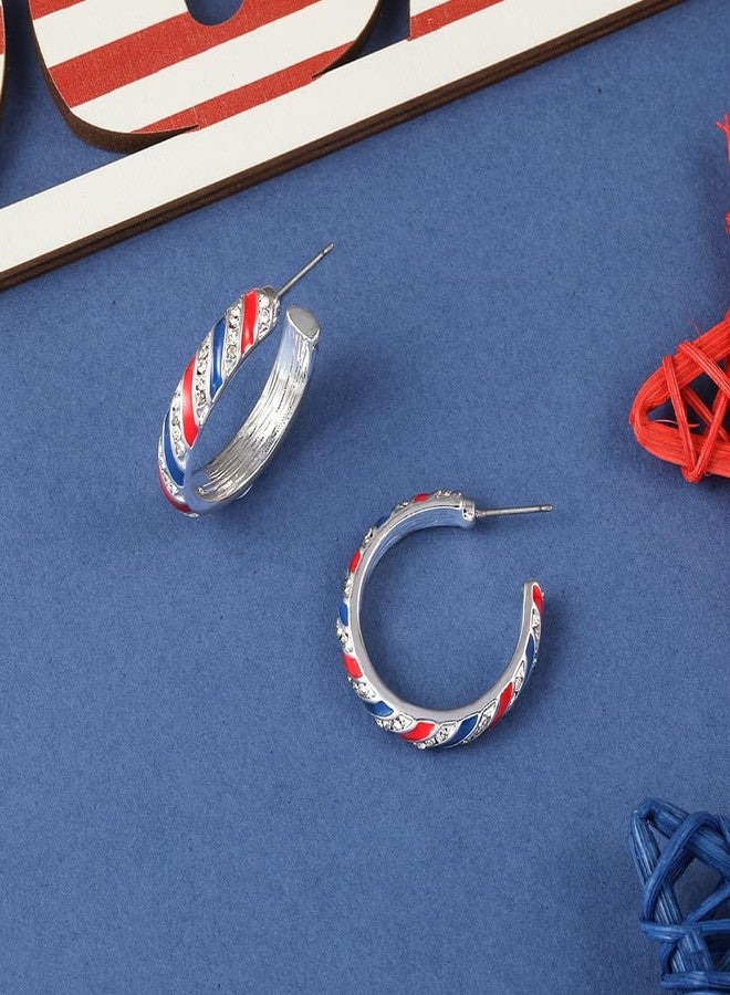 Madison Tyler Hypoallergenic Earrings | 4th of July Hoop Earrings | Americana Flag Independence Day Earring for Women | Patriotic Earrings Holiday Gifts - Image 5
