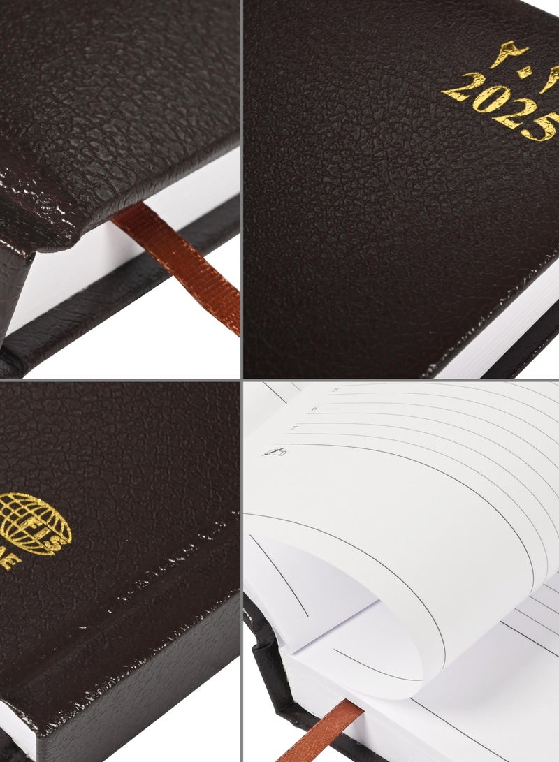 FIS Fis 2025 A5 Diary,Gold Corenrs, (Arabic/English) Vinyl 1Side Padded Chocolate -FSDI22AE25CH  - Image 3