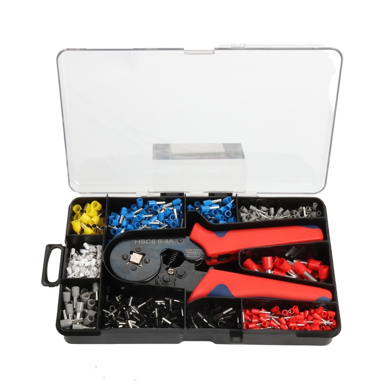HSC8 6-4VE tubular terminal crimping pliers needle crimping pliers four-sided crimping pliers European terminal crimping pliers Hsc8 6-4a+1200 terminal box set 