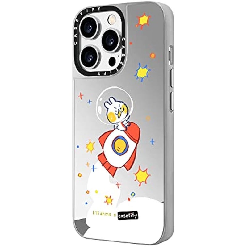 Casetify Mirror Case for iPhone 14 Pro Compatible with Magsafe - Rocket Bun in Space - Silver on Silver - Image 5