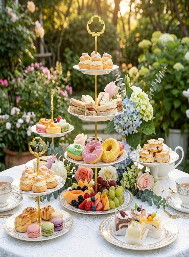 Gtziqa 2 Set 3 Tier Cake Stand Hardware Tiered Tray Hardware Kit Cake Tray Stand Handle Fruit Plate Stands Holder for DIY Wedding Party Cakes Stands Buffets Home Decor Showcases (Gold, Silver) - Image 5